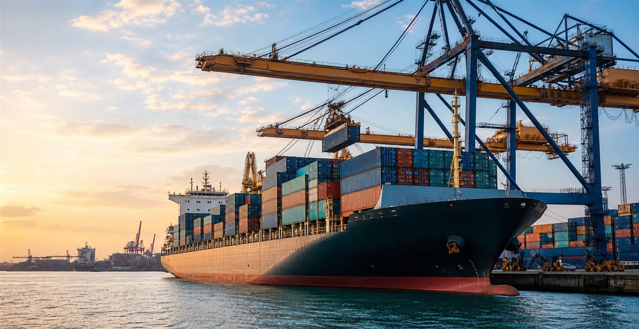 International vessel loading containers for trade shipment